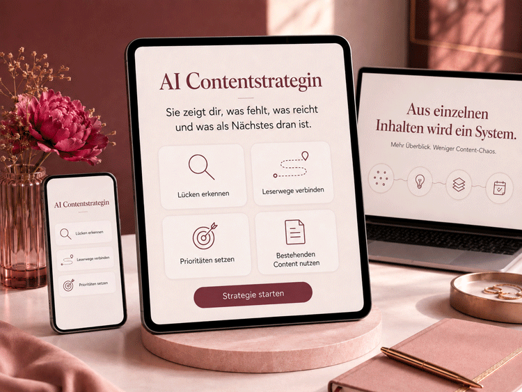 AI Contentstrategin – Vorschau auf Tablet, Smartphone und Laptop